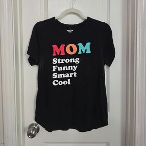 Old Navy Black Tee with Colorful 'MOM' Design